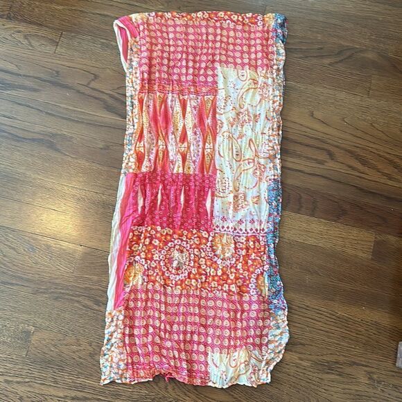 Polyester crinkle cloth floral paisley multi pattern multi color long scarf - Picture 5 of 5